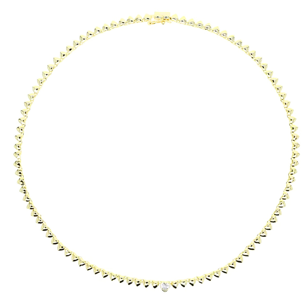 18k Gold Vermeil Heart Tennis Necklace: The Laurel