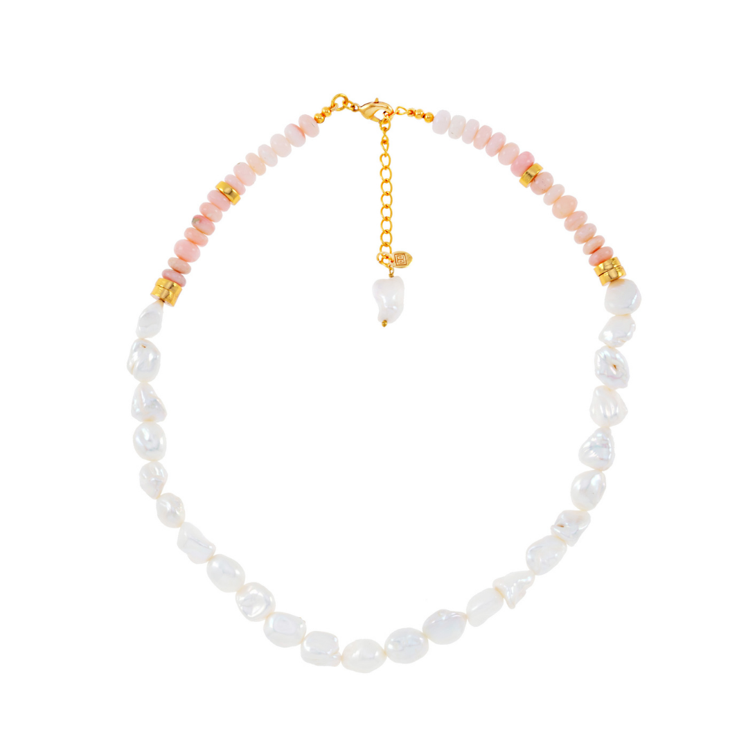 Pink Opal & Freshwater Pearl Necklace: The Jodhi