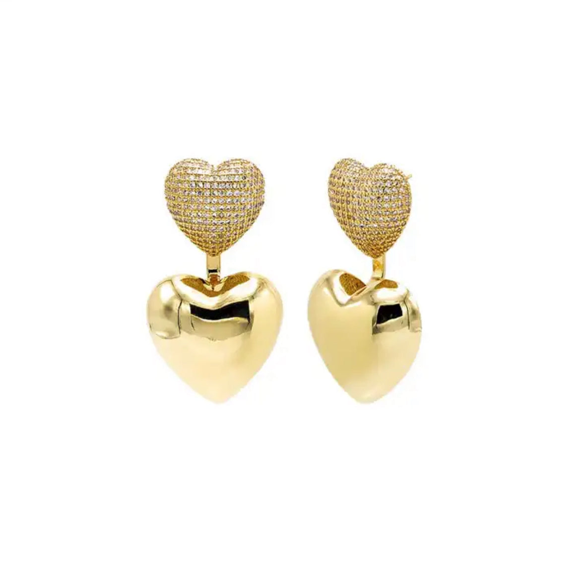 White Topaz Encrusted/Puffy Heart Earrings: The Patricia