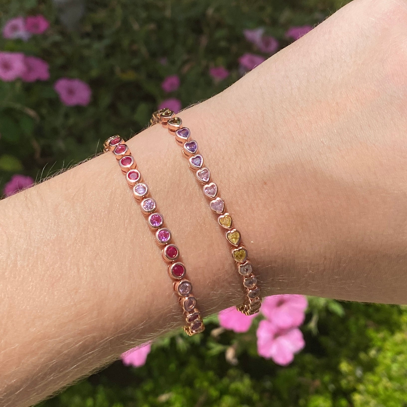 Rose Gold Vermeil Multi Pink Gemstone Tennis Bracelet: The Brooke