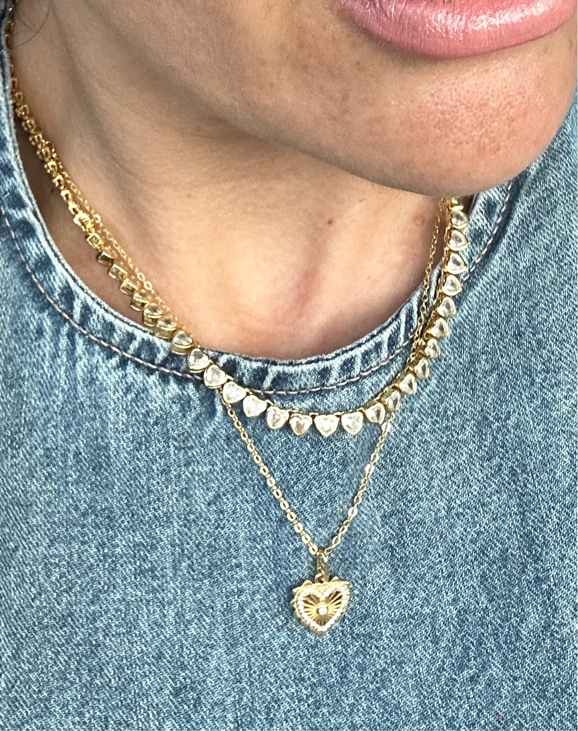 White Topaz Love Heart Necklace: The Arlette