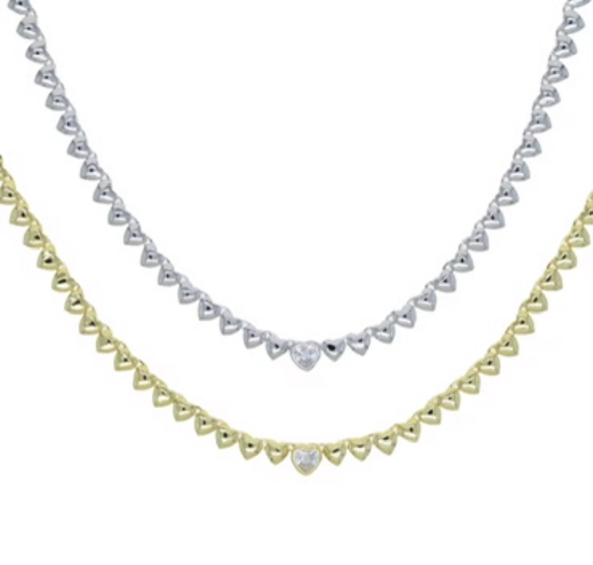 18k Gold Vermeil Heart Tennis Necklace: The Laurel