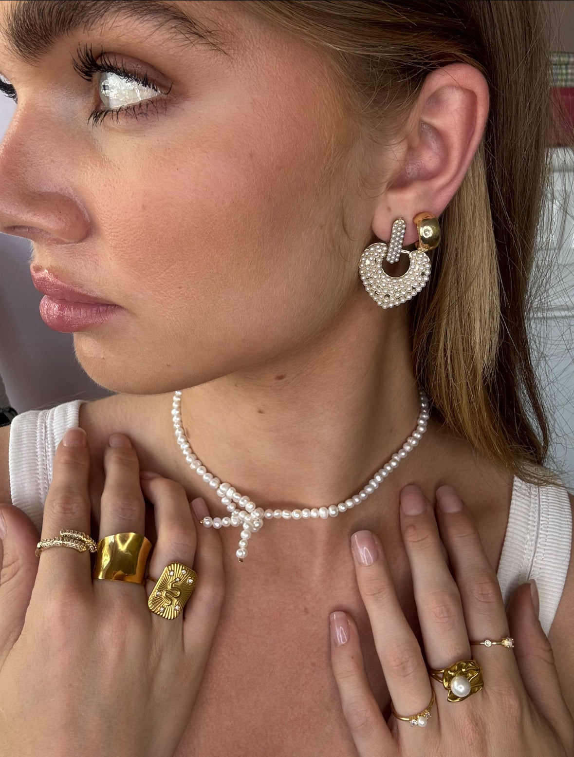 Encrusted Pearl Heart Statement Earring: The Mackenzie