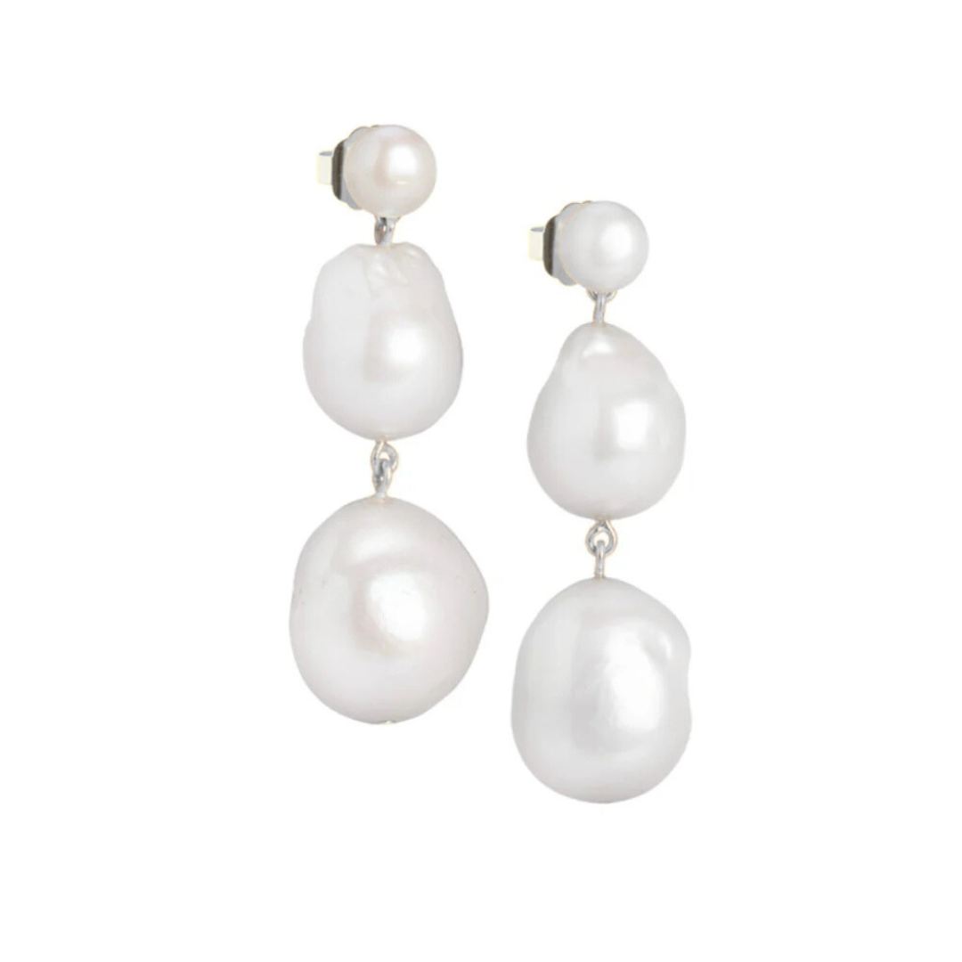 18k Gold Vermeil Baroque Pearl and Freshwater Pearl Earrings: The Anne