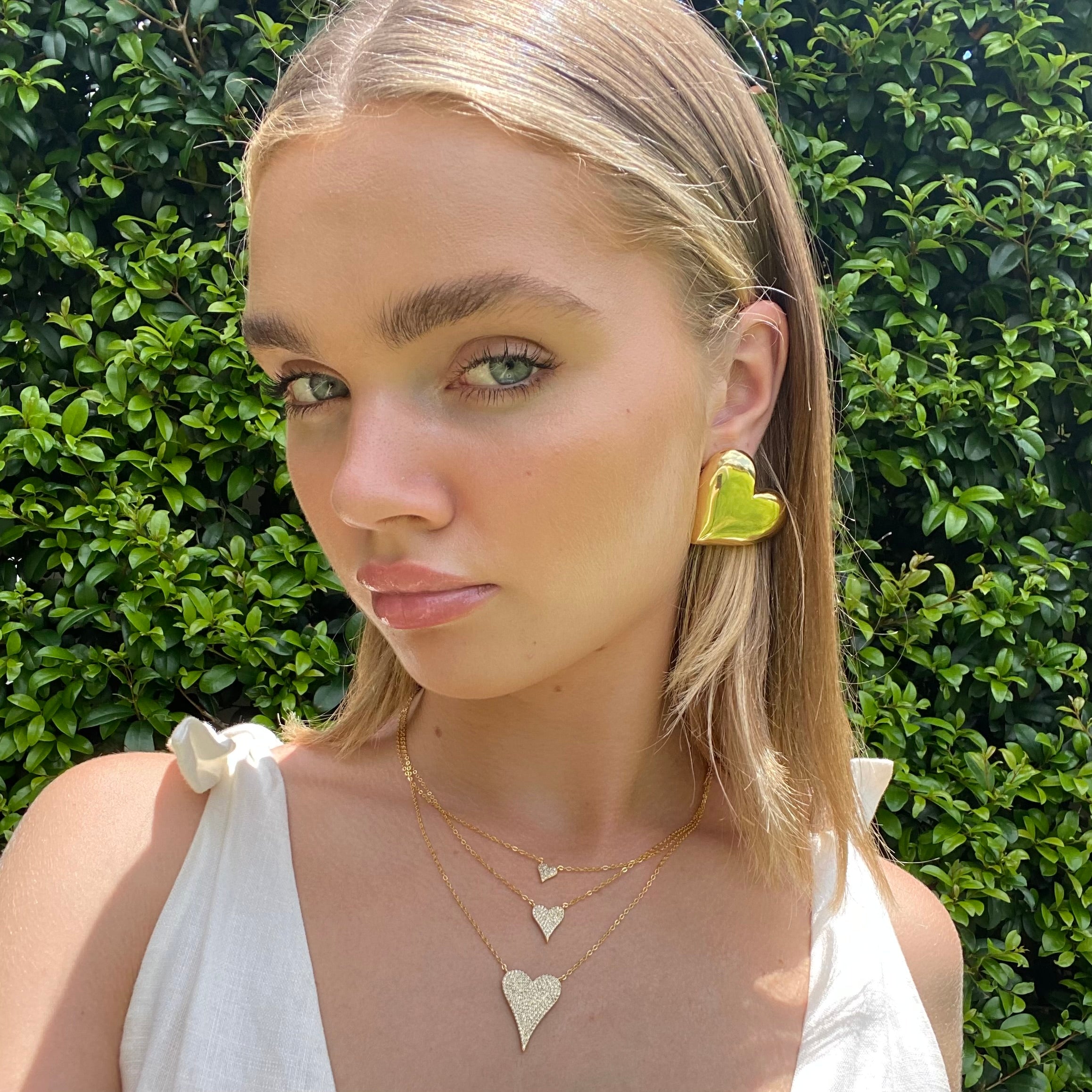 Large Gold Heart Stud Earrings: The Eva