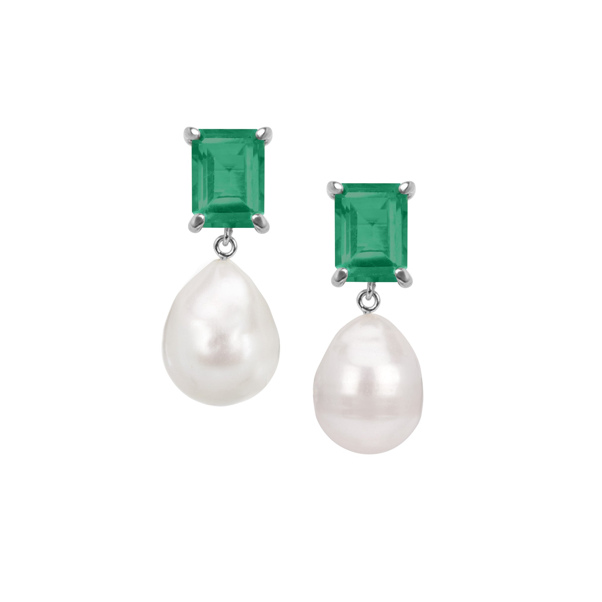 Green Onyx And Baroque Pearl Earrings: The Bellen