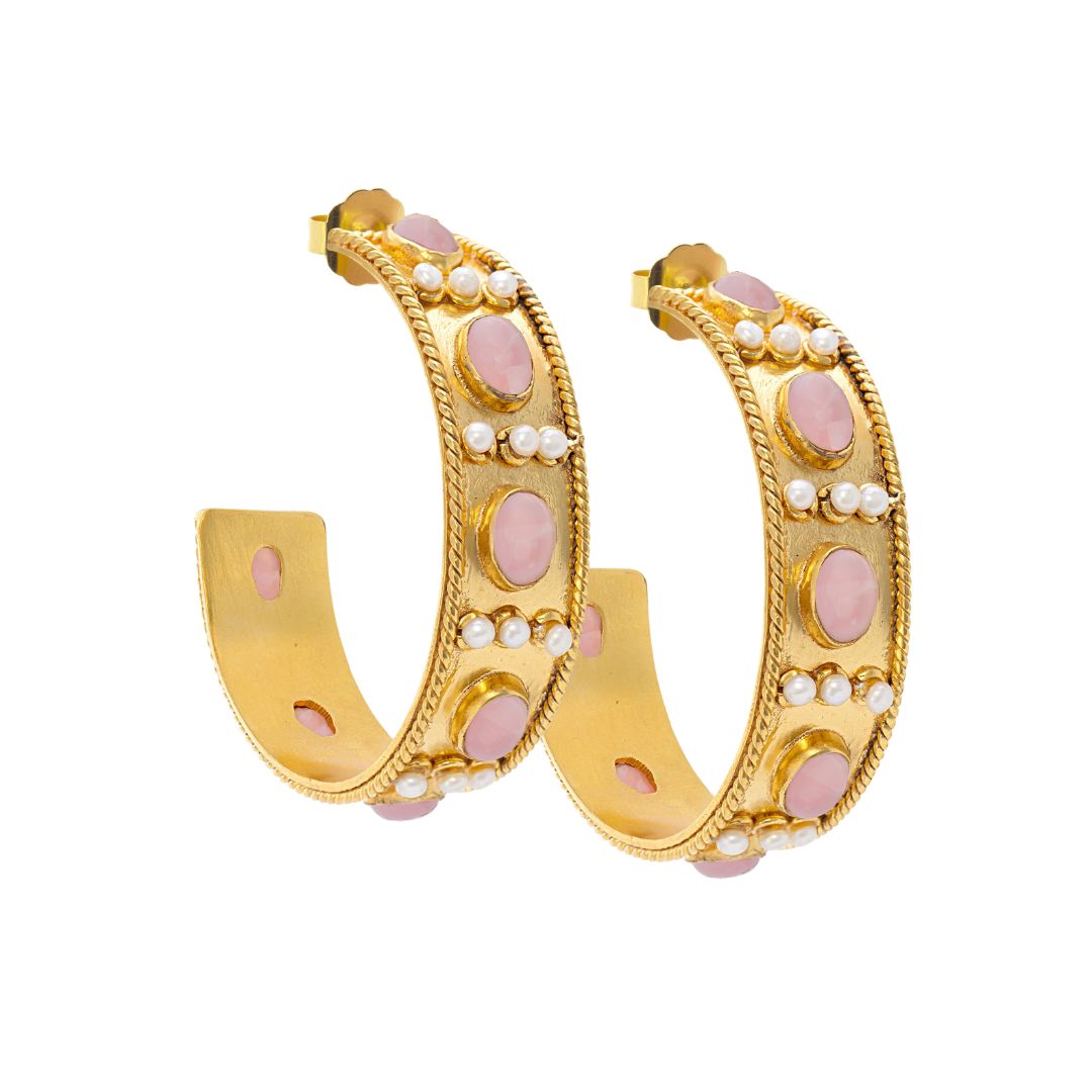 18k Gold Vermeil Pink Opal Hoop Earrings: The Amelie