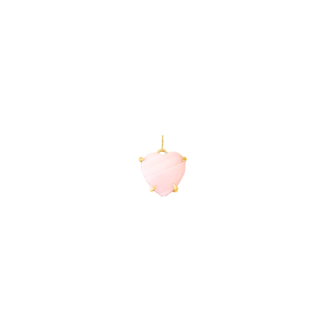 Pink Aragonite Love Heart Charm