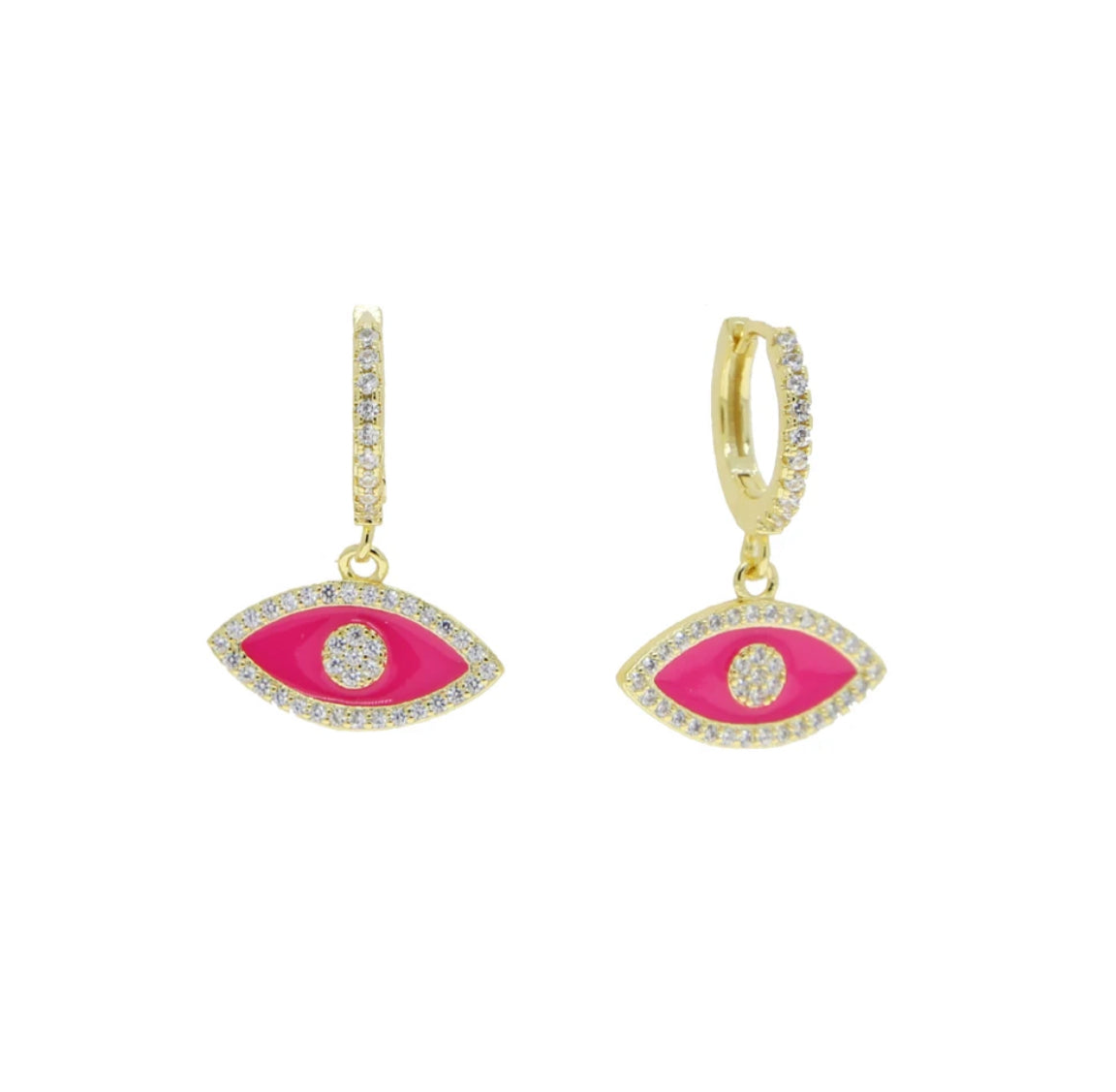 Evil Eye Huggies in Hot Pink: The Alexa