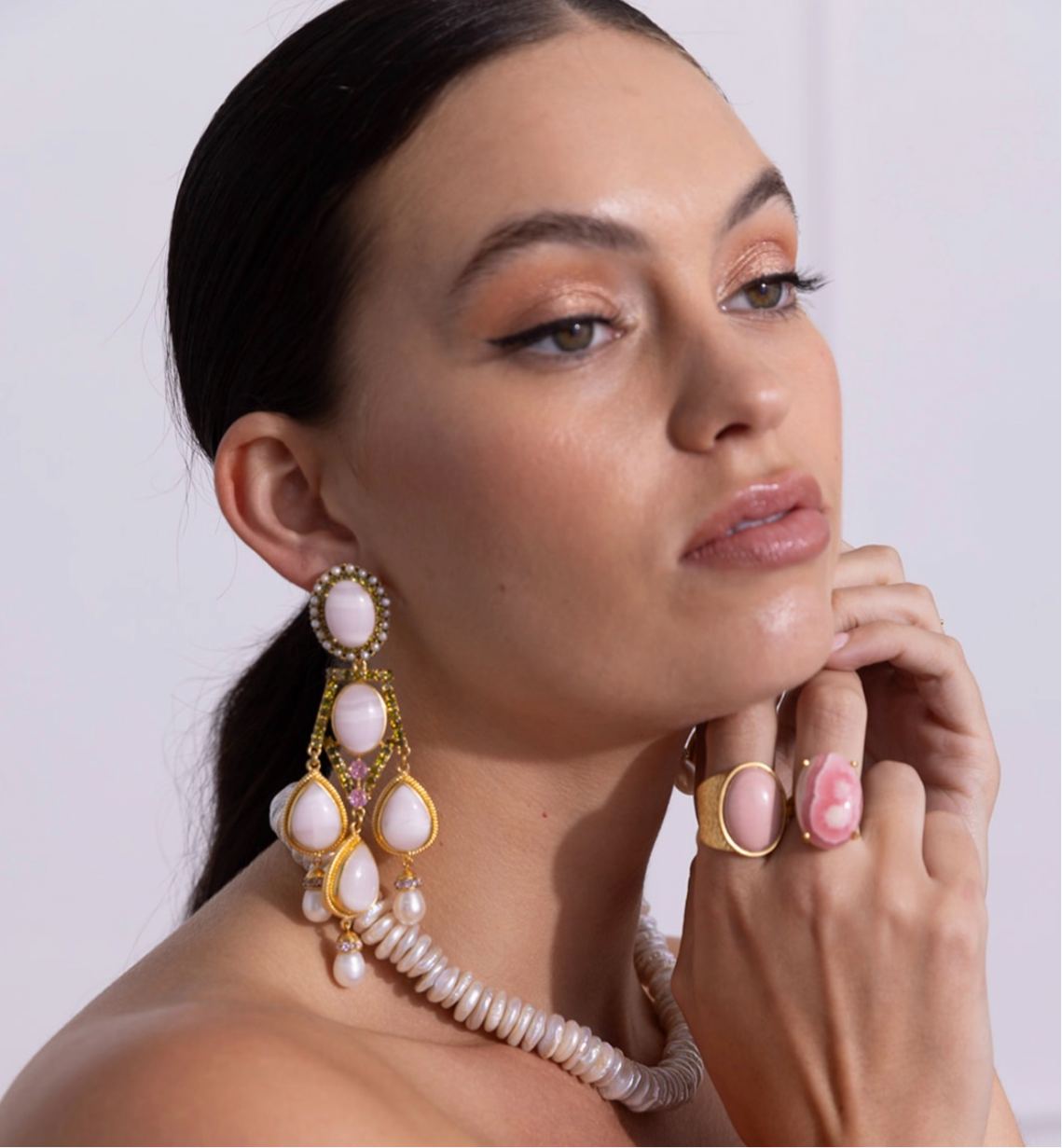 18k Gold Vermeil Aragonite Chandelier Earrings: The Adele