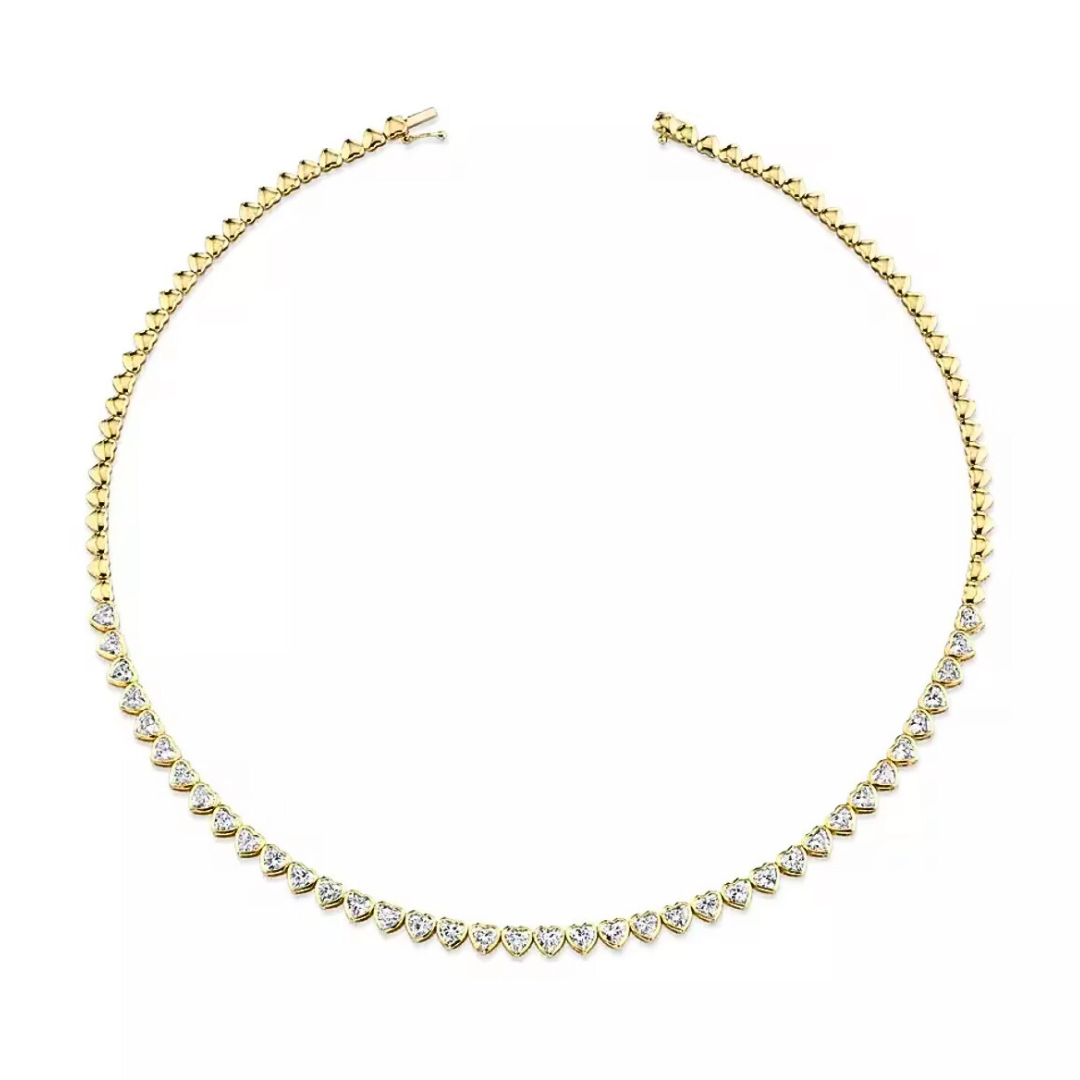 18k Gold Vermeil & White Topaz Heart Tennis Necklace: The Lucy