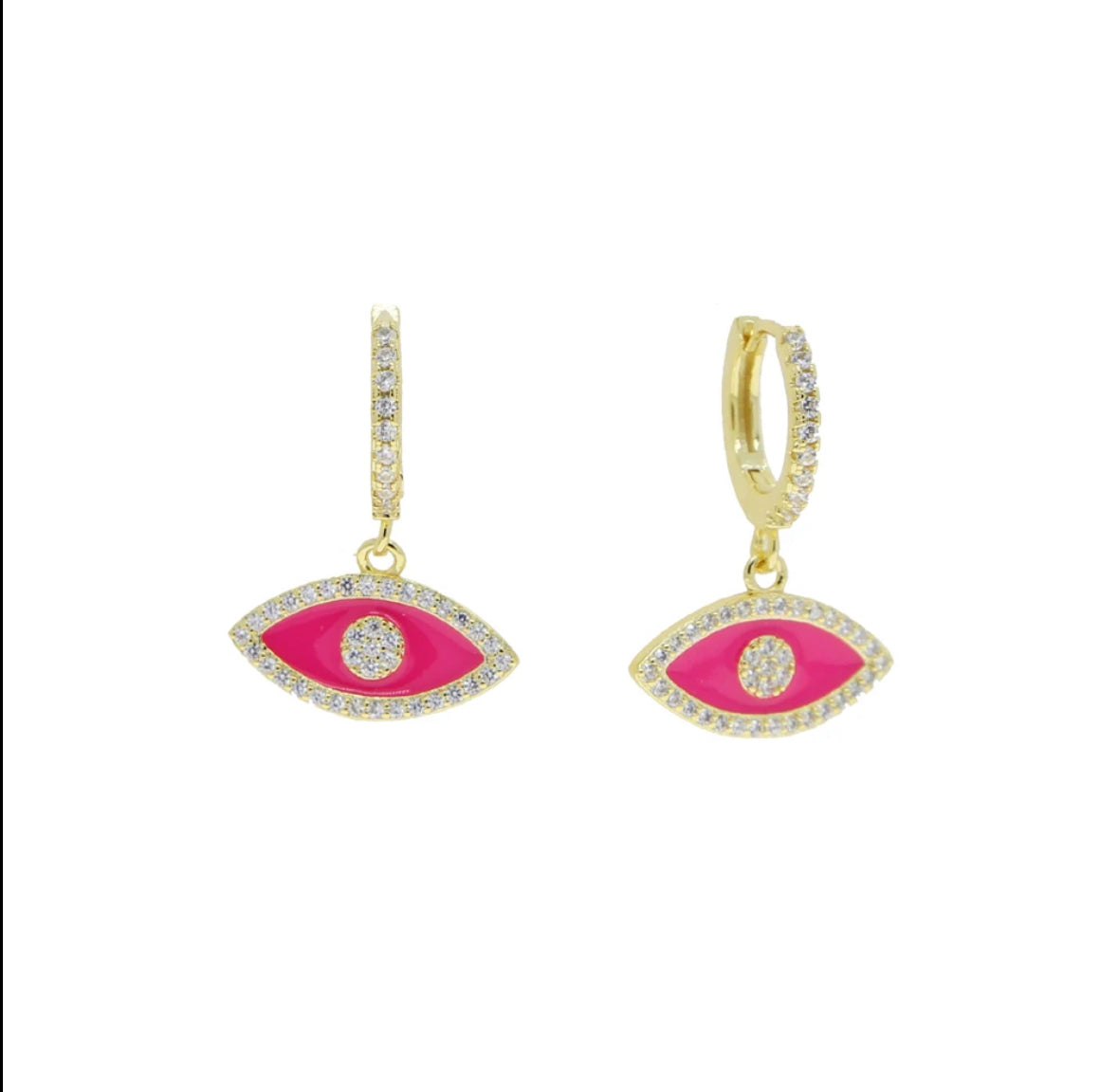 Evil Eye Huggies in Hot Pink: The Alexa