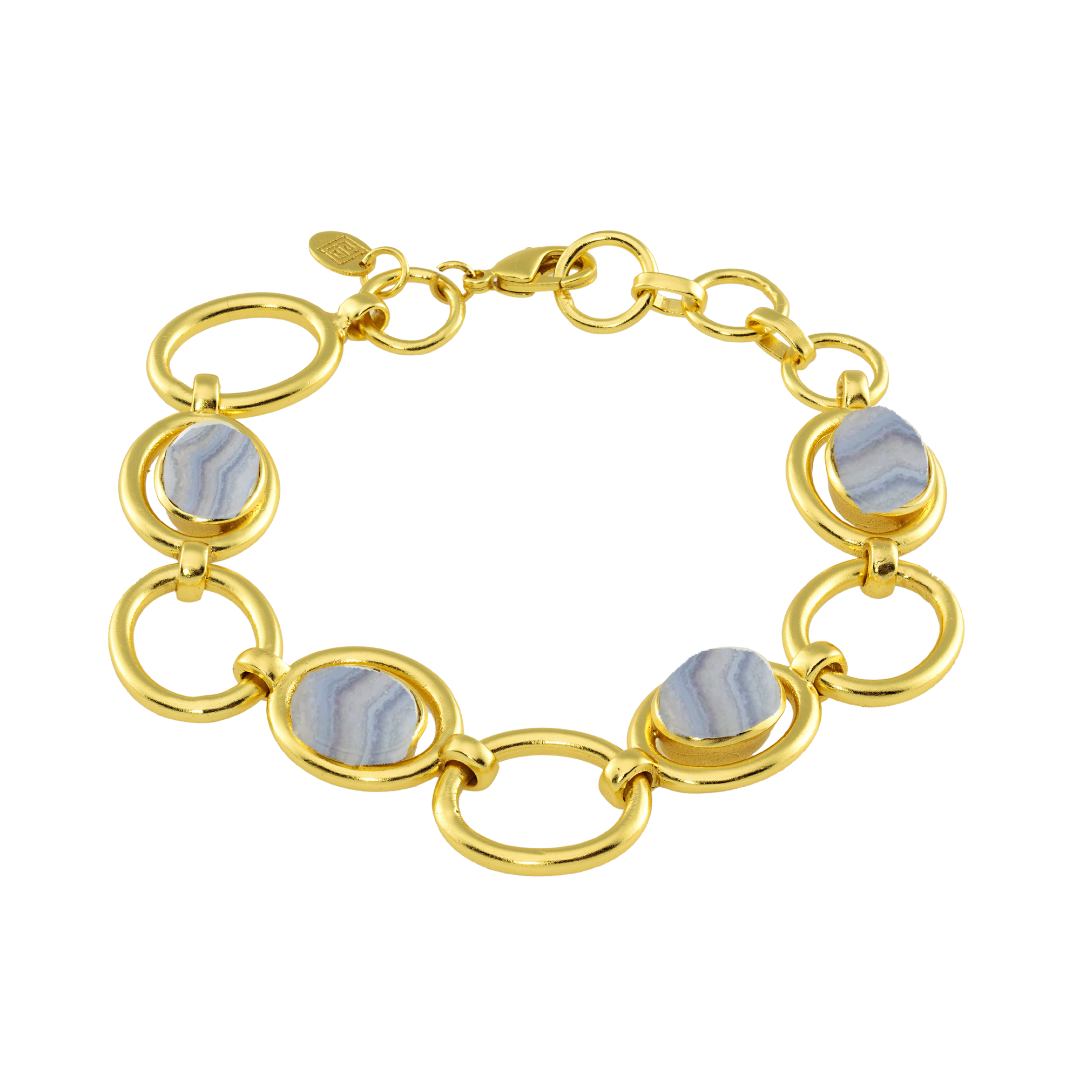 Blue Lace Agate Link Bracelet: The Ada