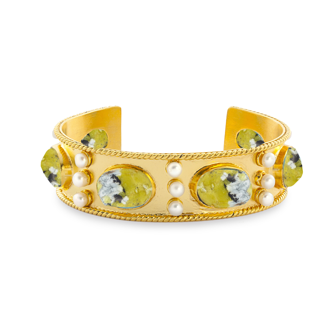 Lizardite Pearl Cuff Bracelet: The Viviene