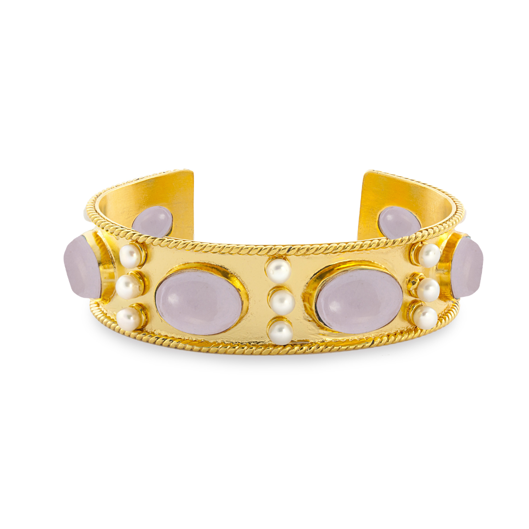 Phosphosiderite and Pearl Cuff Bracelet: The Viviene