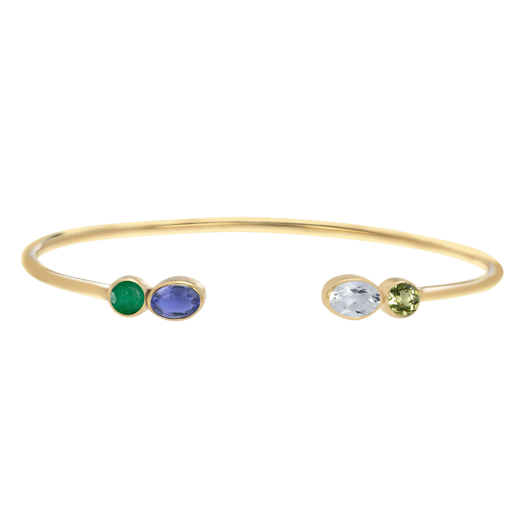 Personalised Birthstone Cuff (4 Gemstones)