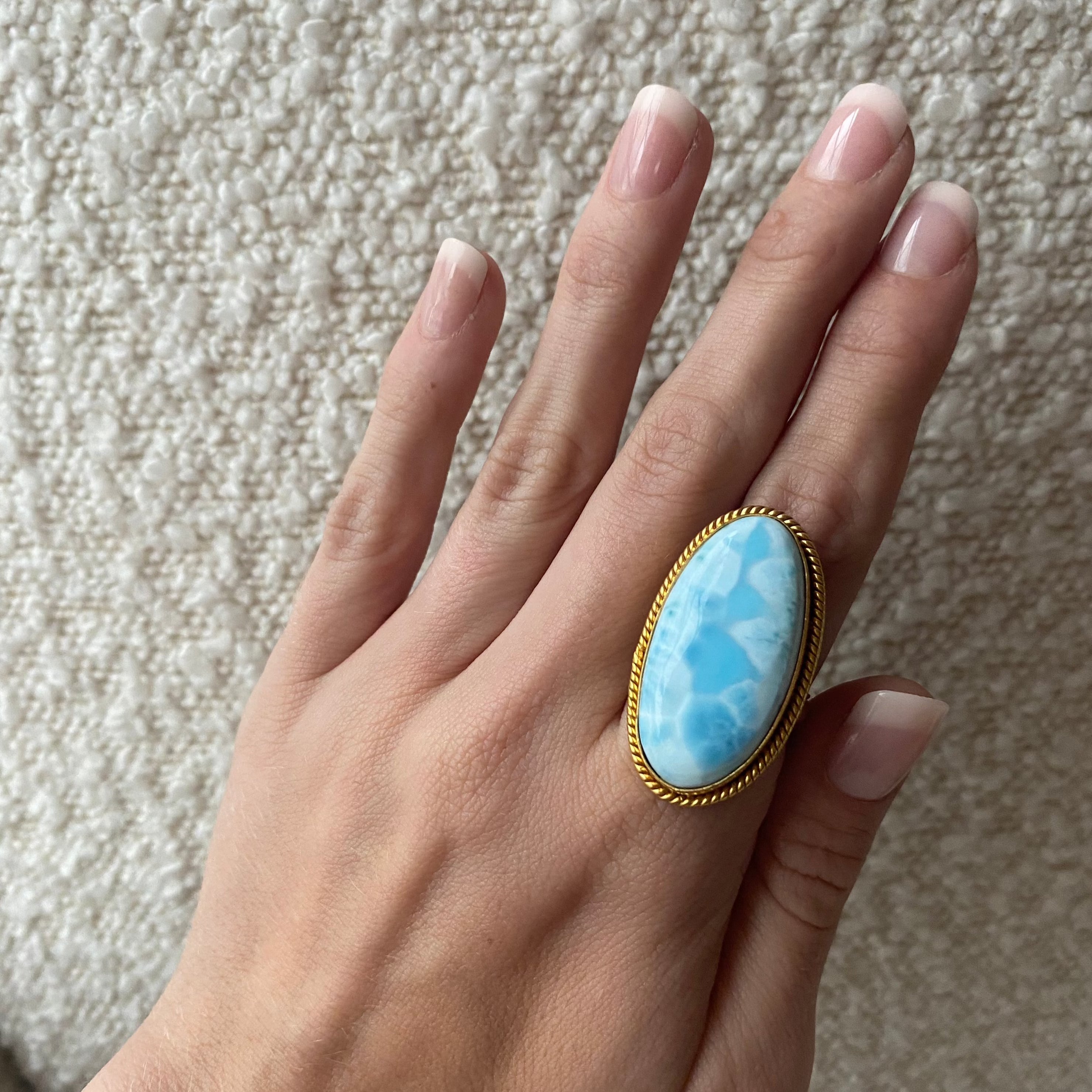 18k Gold Vermeil One Of A Kind Ring In Larimar