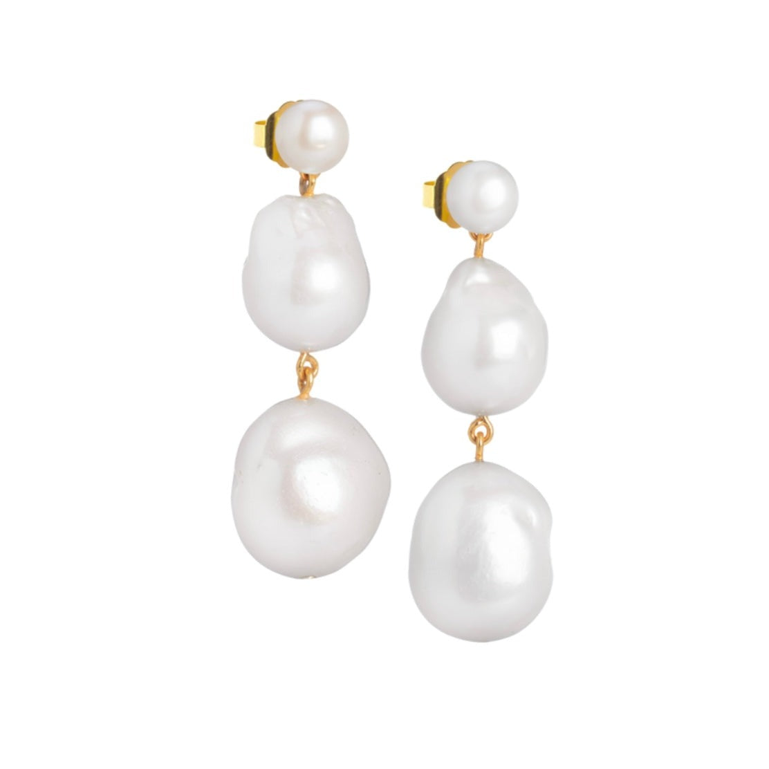 18k Gold Vermeil 4 Baroque Pearl and Freshwater Pearl Earrings: The Anne