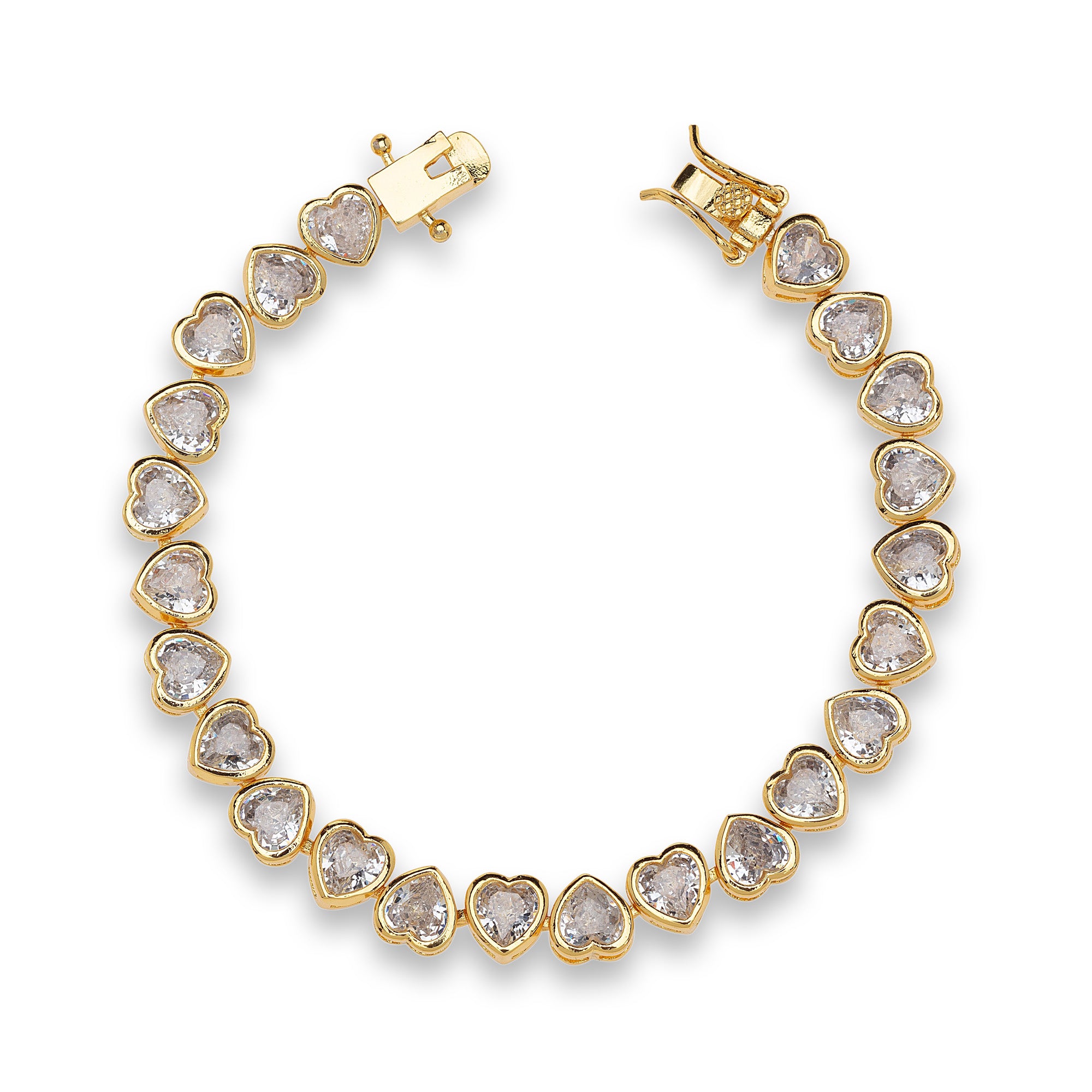 18k Gold Vermeil Cluster Love Heart Tennis Bracelet: The Linda