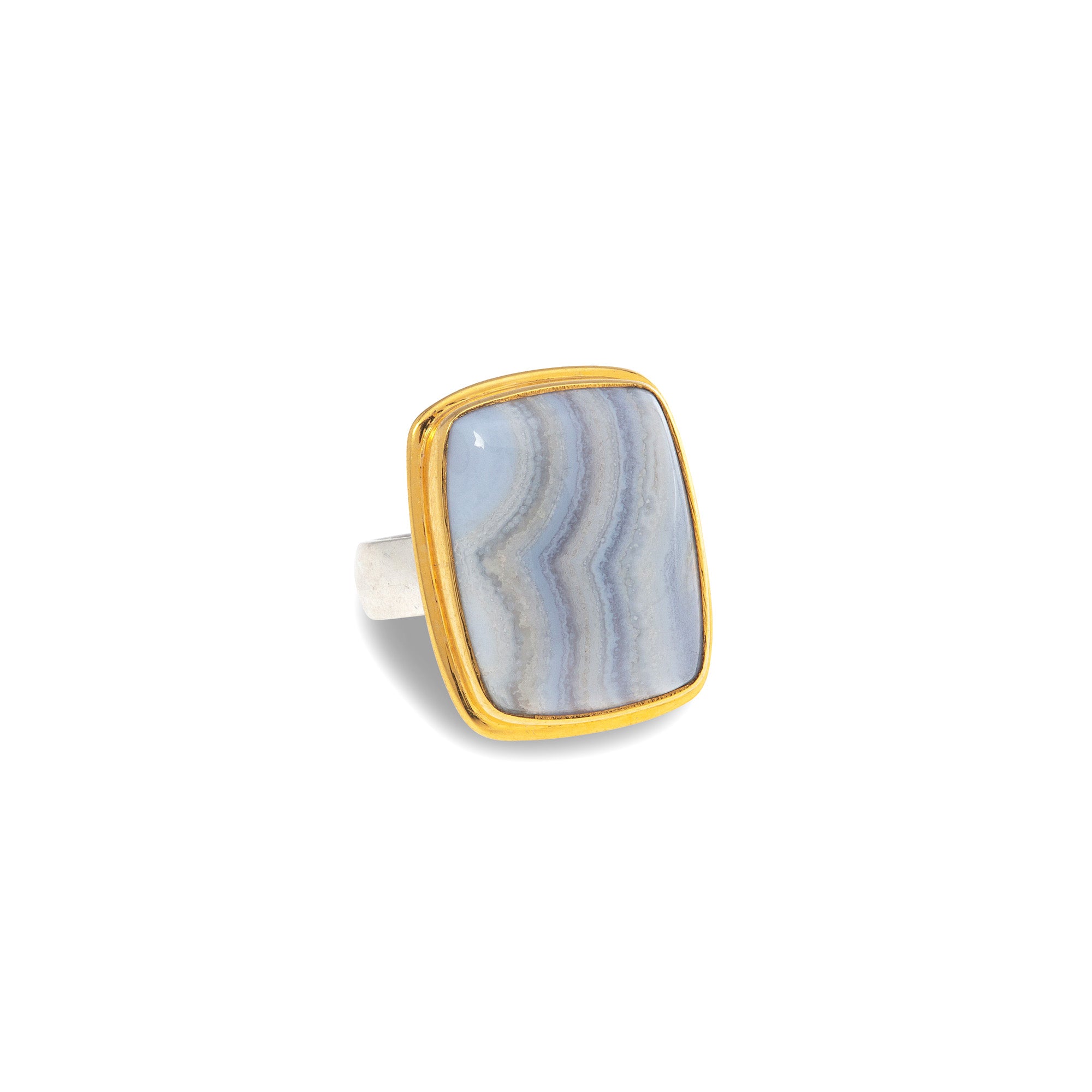 One Of A Kind 18k Gold Vermeil Blue Lace Agate Ring