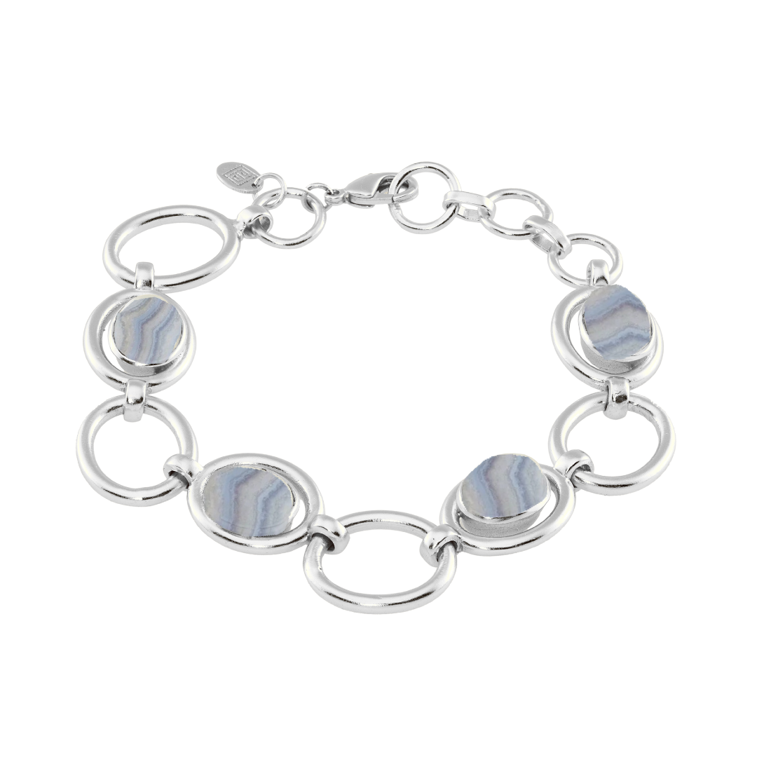 Blue Lace Agate Link Bracelet: The Ada