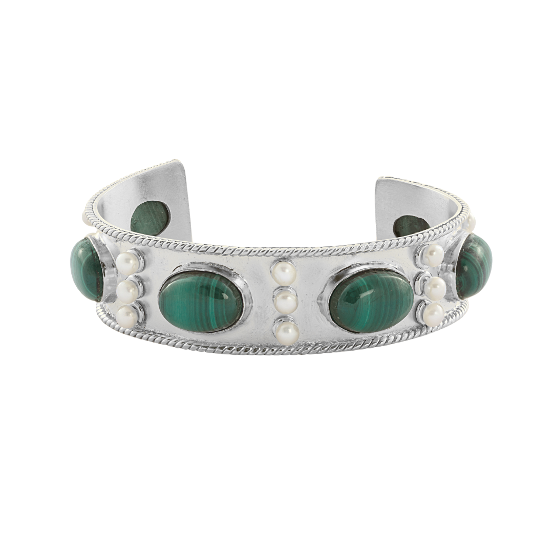 Malachite and Pearl Cuff Bracelet: The Viviene