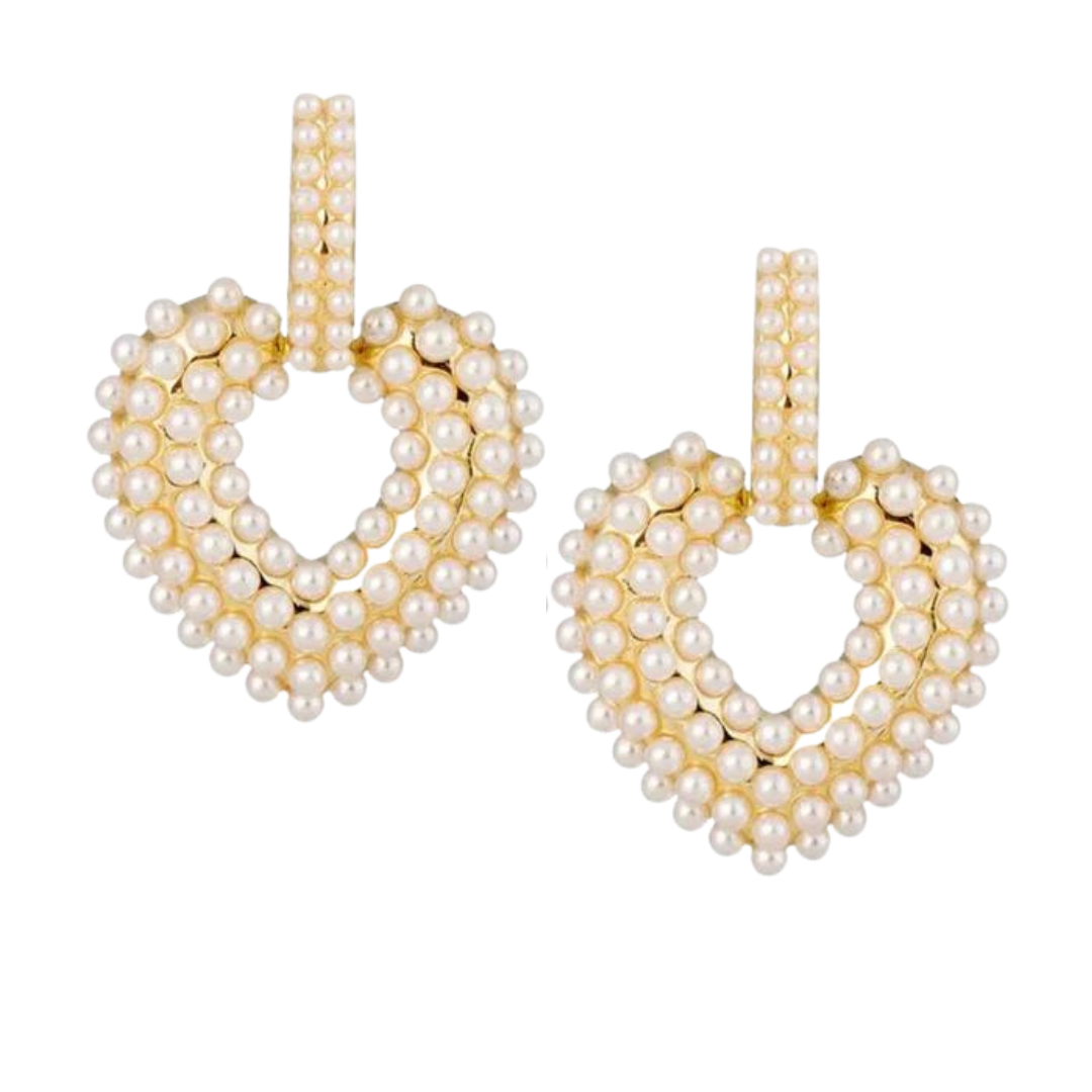 Freshwater Pearl Encrusted Love Heart Earrings: The Alma