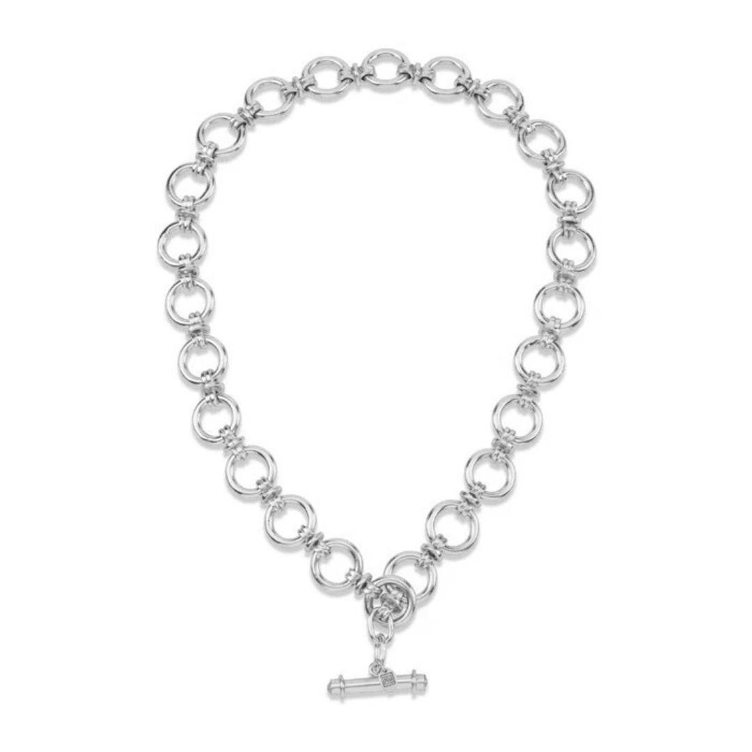 Sterling Silver Chunky Link T-Bar Necklace: The Willow