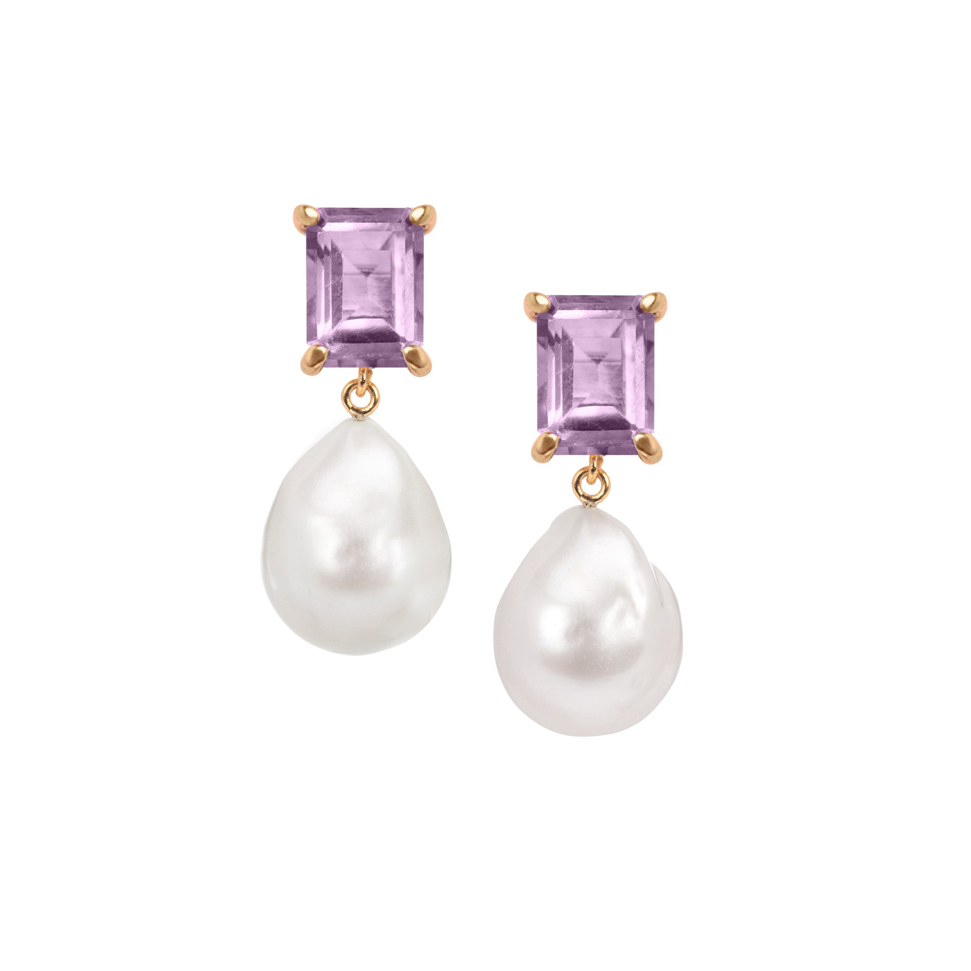 Amethyst And Baroque Pearl Earrings: The Bellen