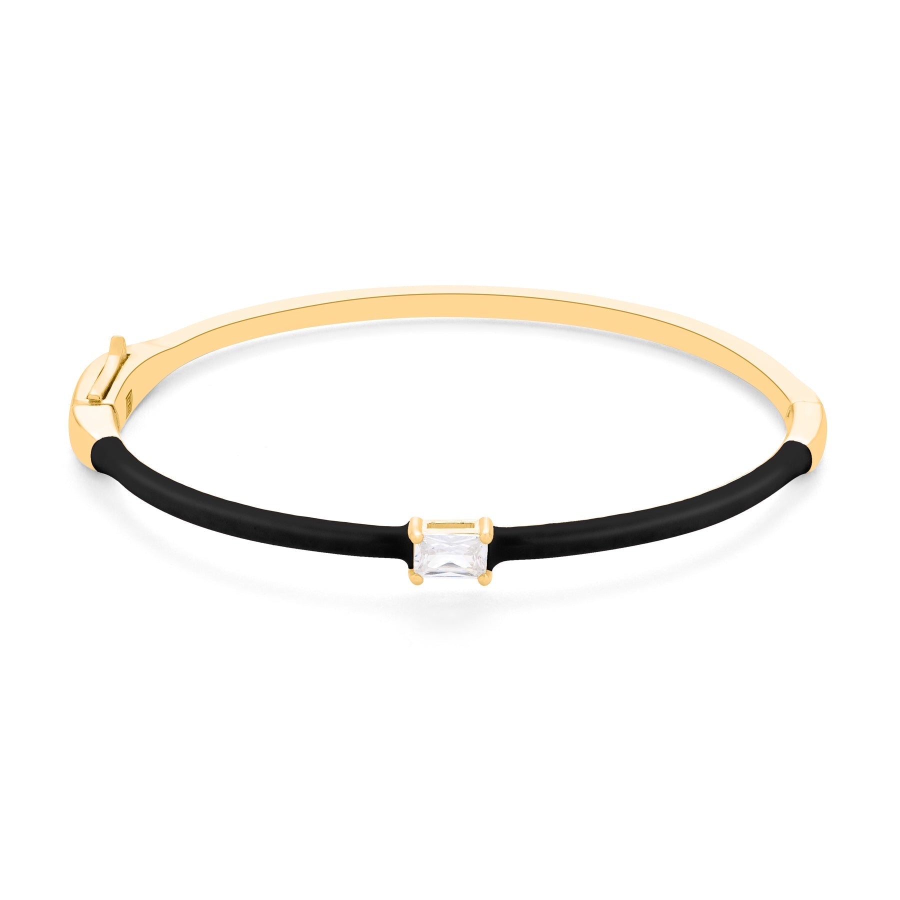 White Topaz and Enamel Clasp Bangle: The Felicity