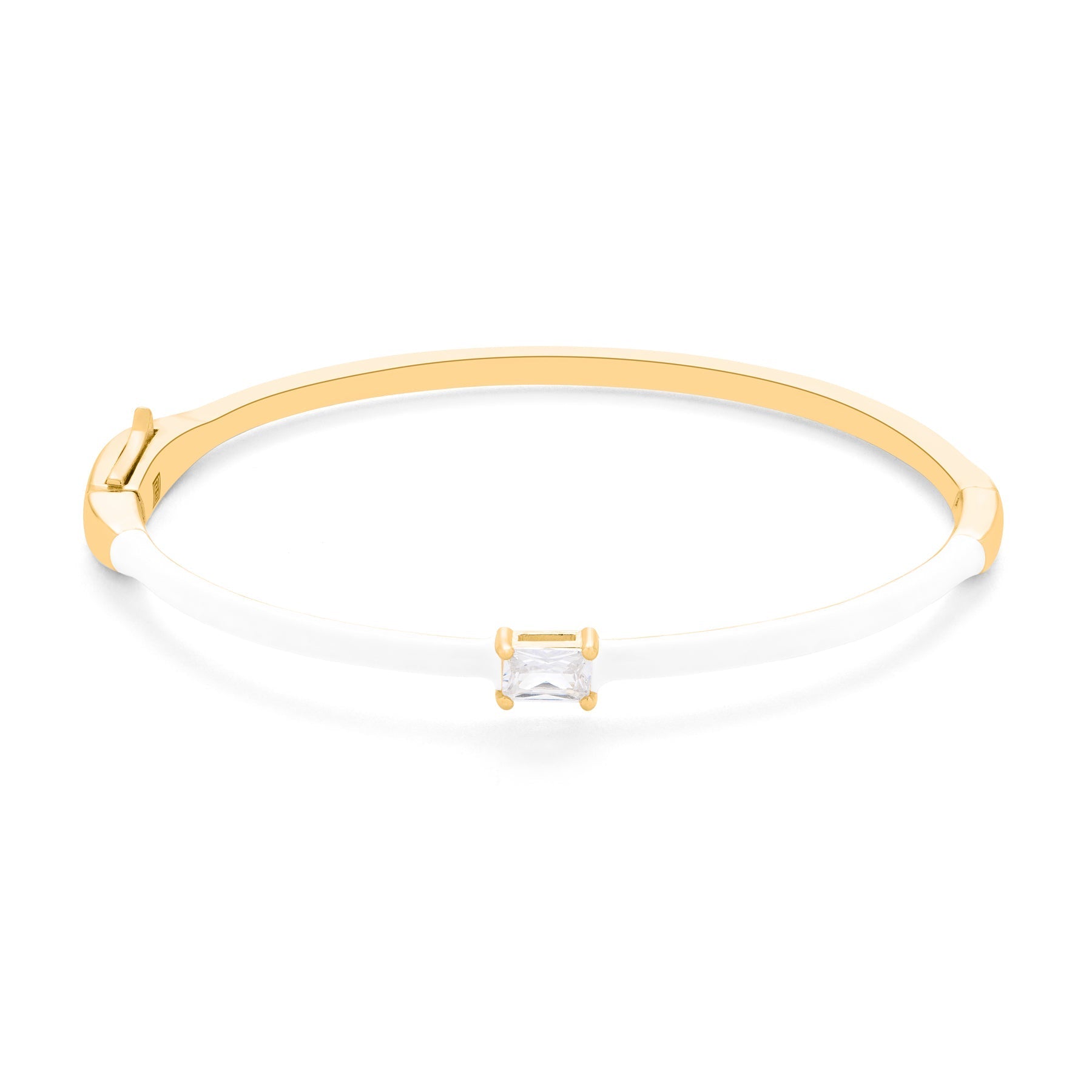 White Topaz and Enamel Clasp Bangle: The Felicity