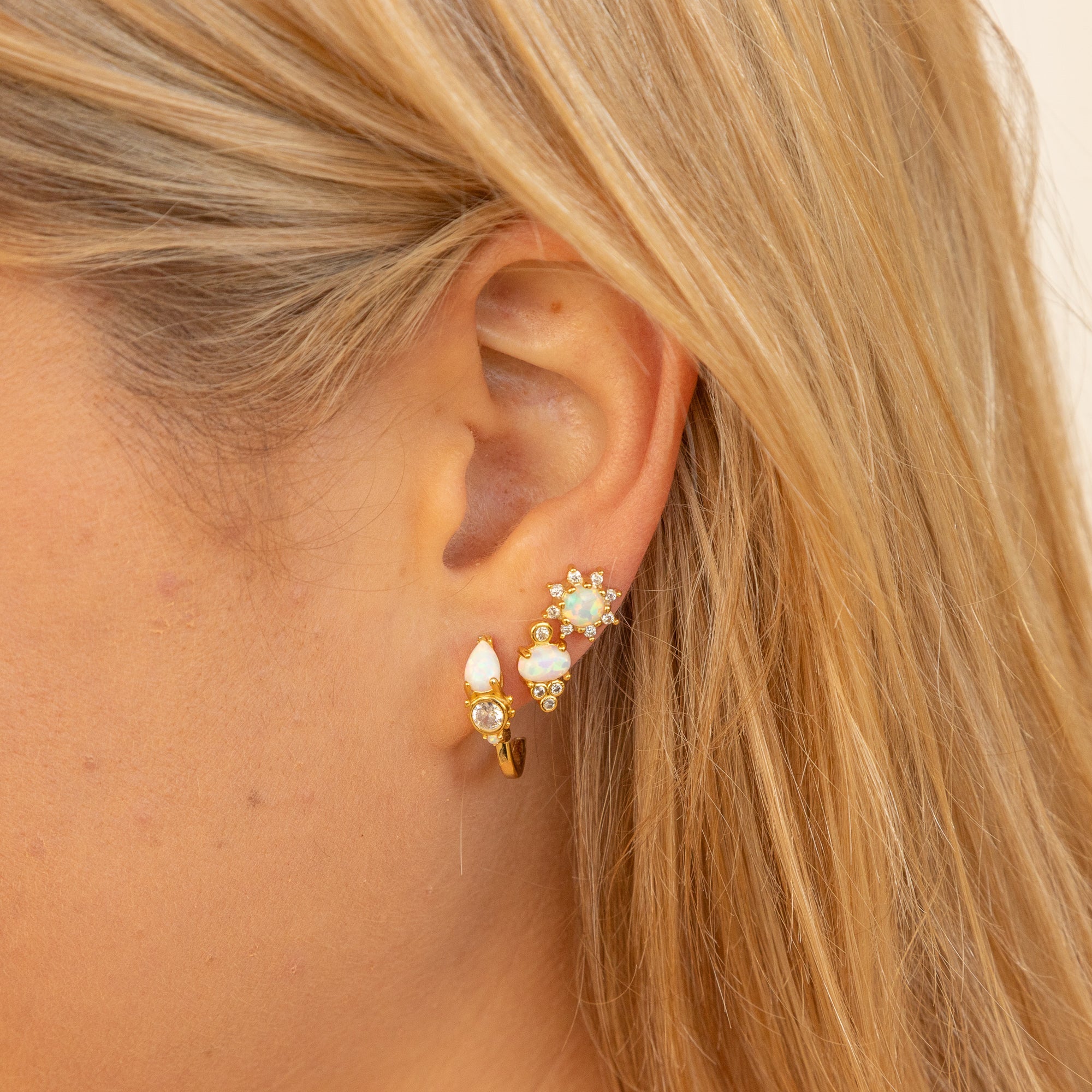 18k Gold Vermeil Opal Sun/Star Studs: The Billie