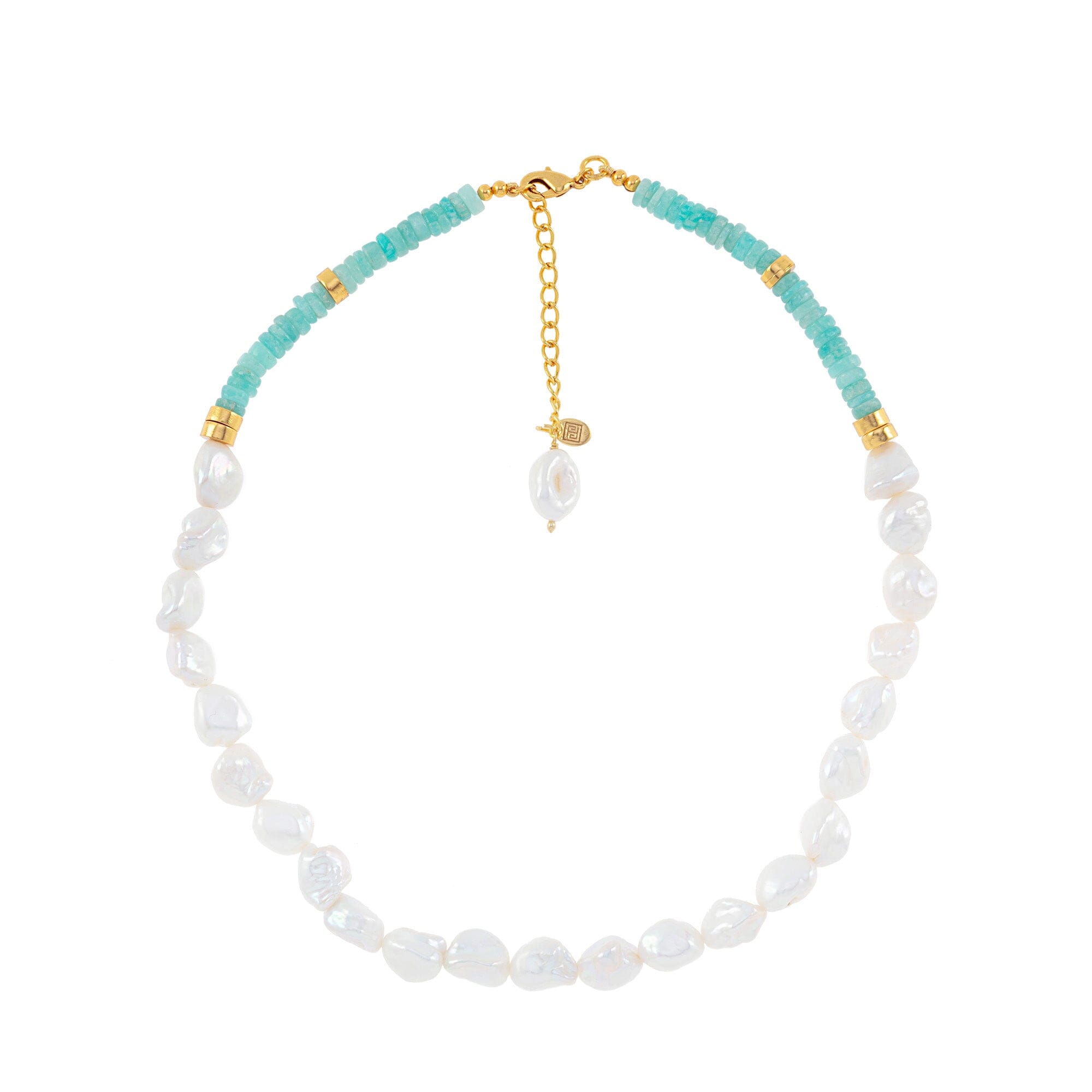 1 - Amazonite and irregular pearl necklace Jimena Alejandra 