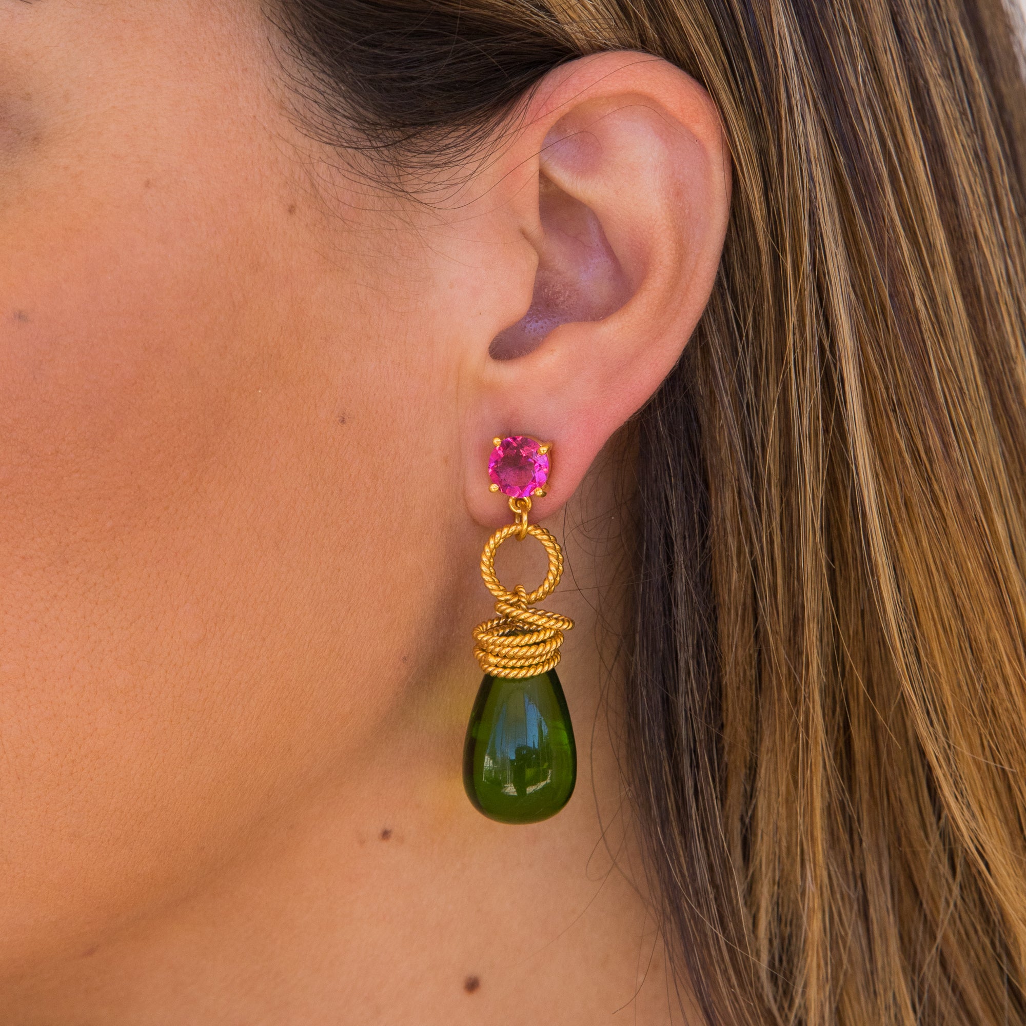 THE CLARISSA (Hot Pink & Green) Earrings Jimena Alejandra 