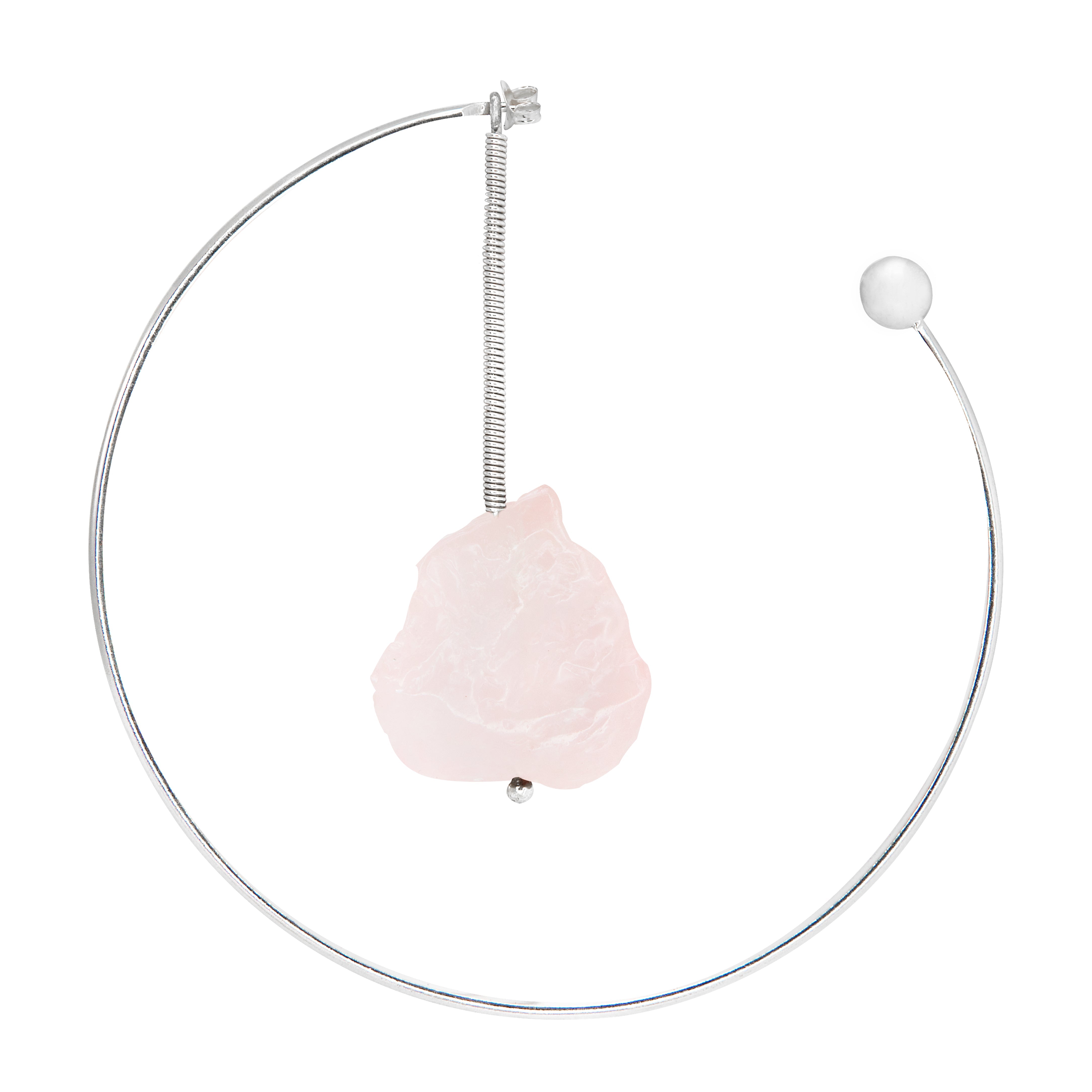 THE NELLY Earrings Jimena Alejandra Silver Rose Quartz (Light Pink) 