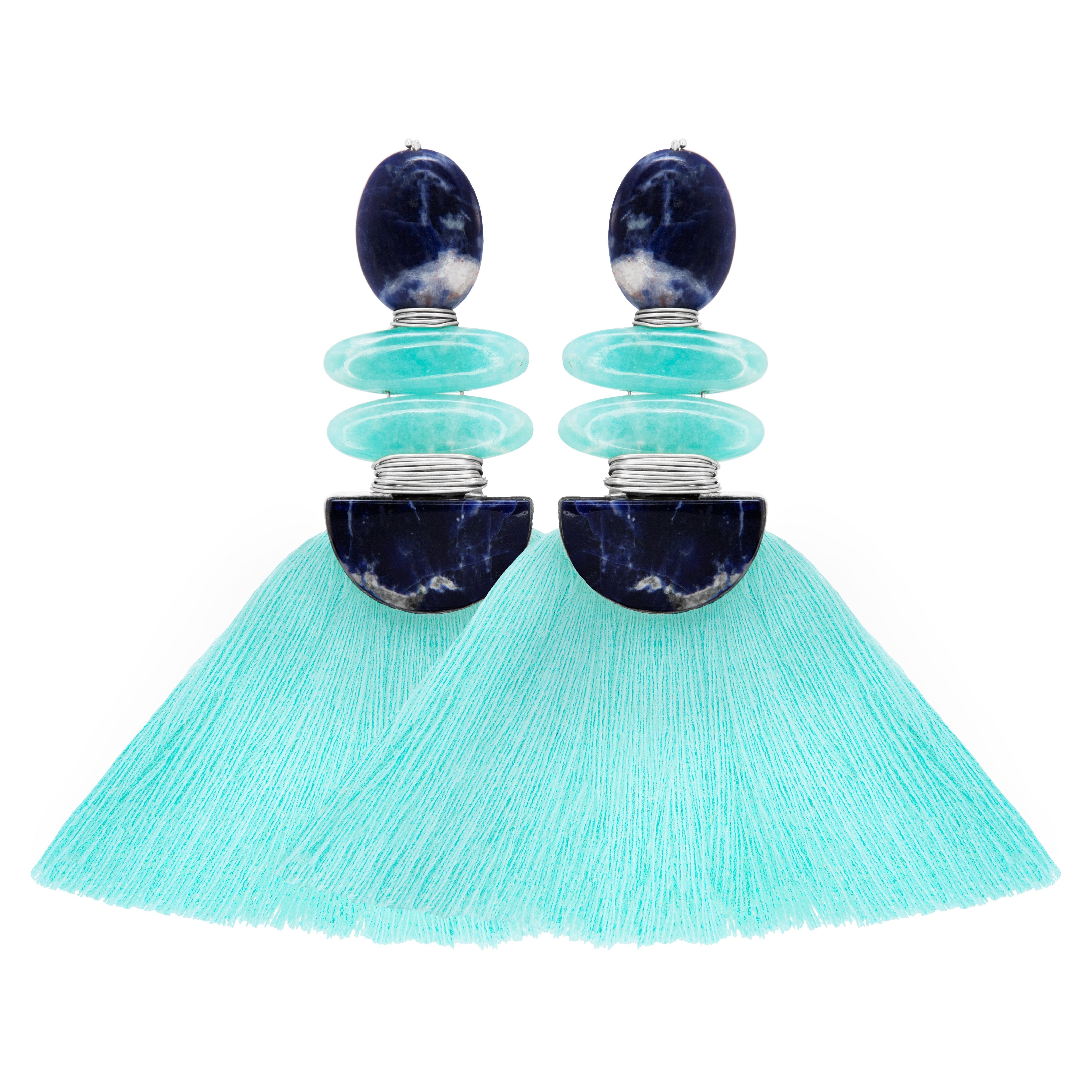 THE VANESSA (AQUA) Earrings Jimena Alejandra Silver Aqua Pierced